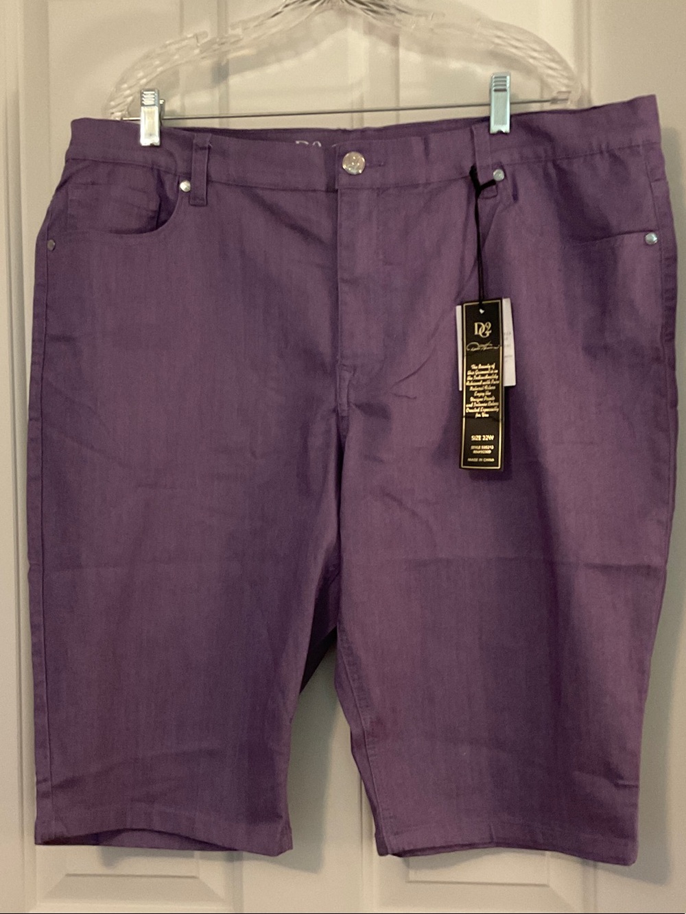 DG2 by Diane Gilman Purple Denim Bermuda Shorts 22 W NWTs